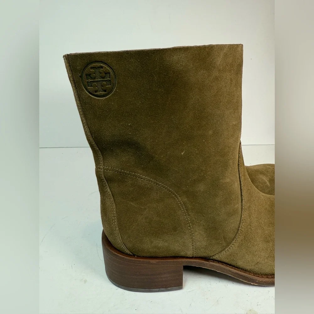 NWOT Tory‎ Burch Sienna River Rock Embossed Logo Suede Leather Boots Size 11M
